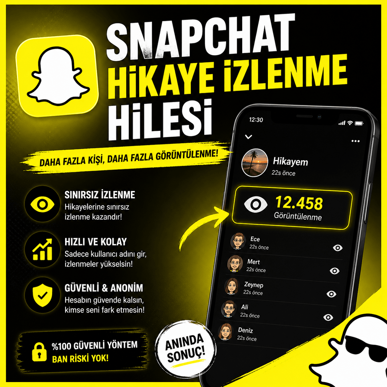 Snapchat hikaye izlenme arttırma